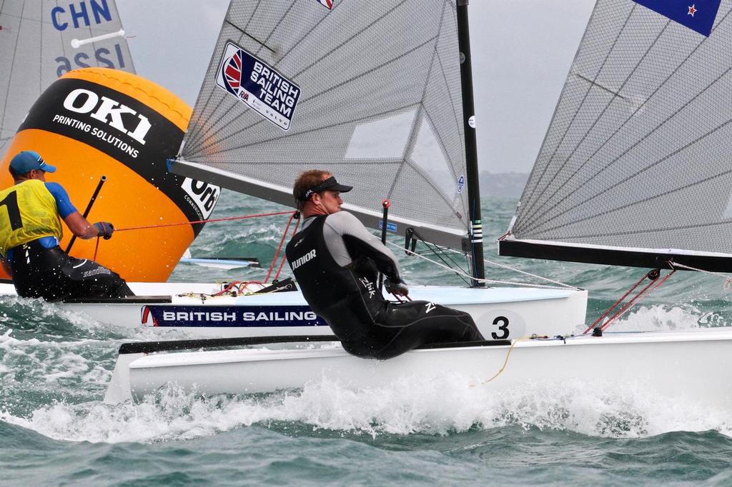 Race 8 Finn Gold Cup Takapuna - Josh Junior (NZL) with Giles Scott (GBR) to leeward © Richard Gladwell www.photosport.co.nz